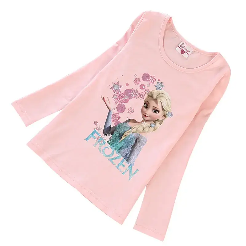 Girls Frozen Print Long Sleeve T-Shirt Pink - Image 11