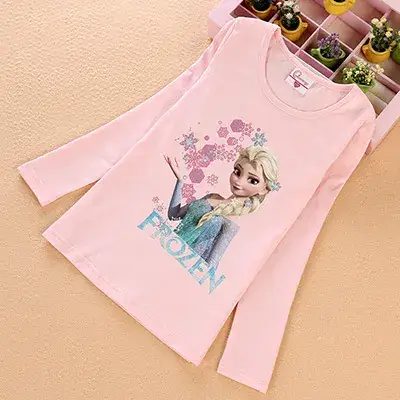 Girls Frozen Print Long Sleeve T-Shirt Pink - Image 2