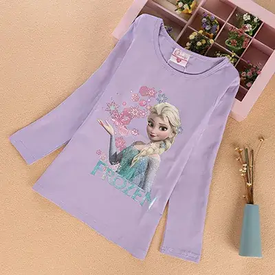 Girls Frozen Print Long Sleeve T-Shirt Pink - Image 3