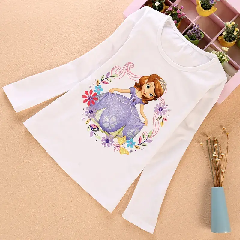 Children's T-Shirt Sophia Print White Long Sleeve