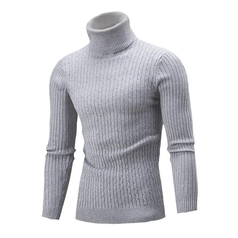 Men Navy Knit Turtleneck Winter Wear - Image 4