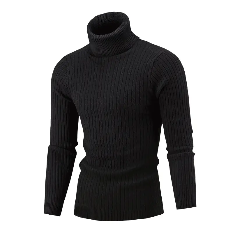 Men Navy Knit Turtleneck Winter Wear - Image 5