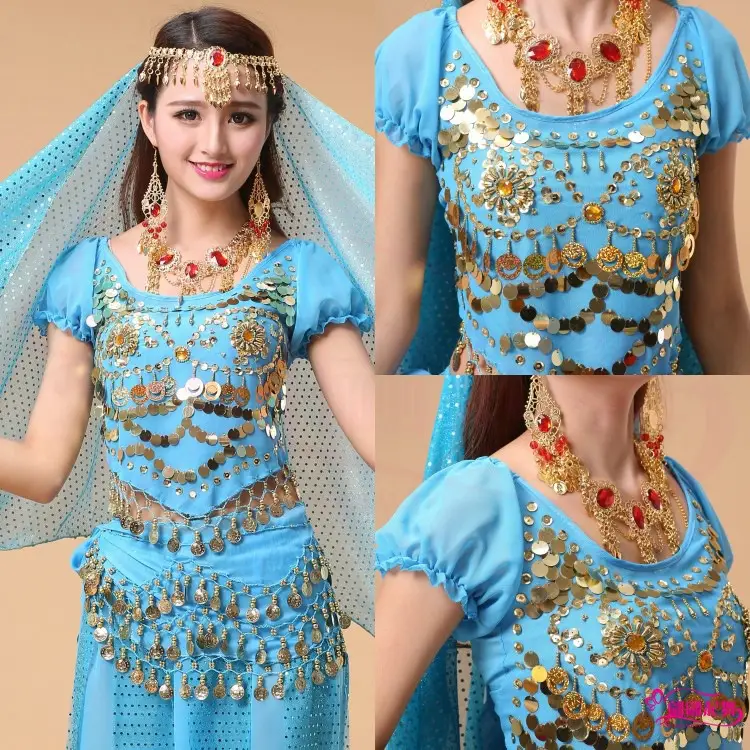 Purple Belly Dance Two Flowers Short Sleeve Top - Image 9