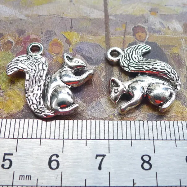 Squirrel Silver Alloy Jewelry Pendants 19x20mm