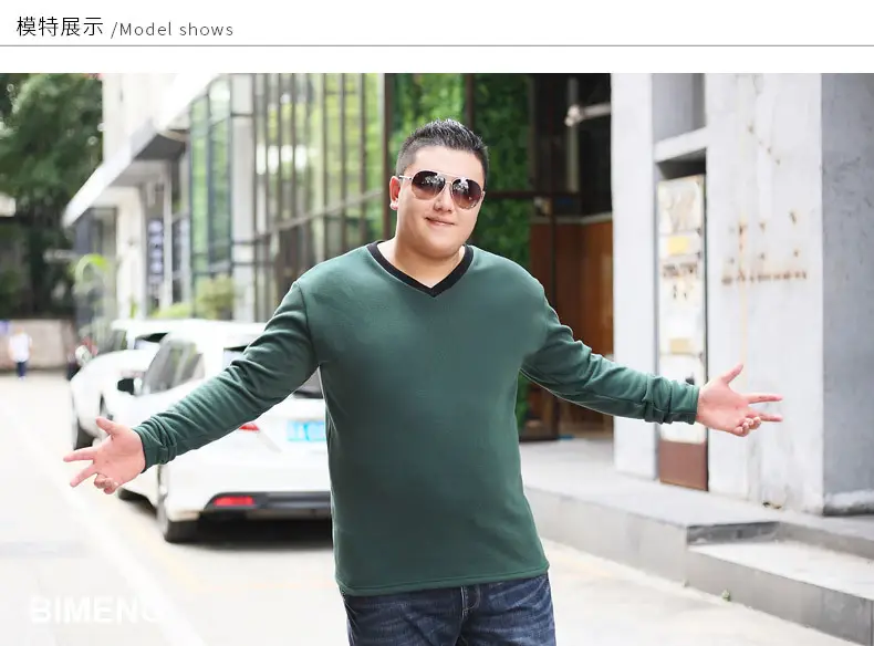 Bi Meng Men's Fat Guy Chubby Fleece Lined V-Neck Shirt — feature 10