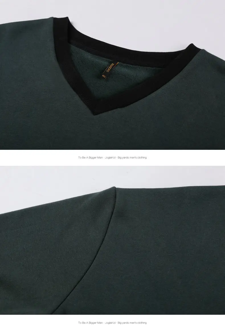 Bi Meng Men's Fat Guy Chubby Fleece Lined V-Neck Shirt — feature 17