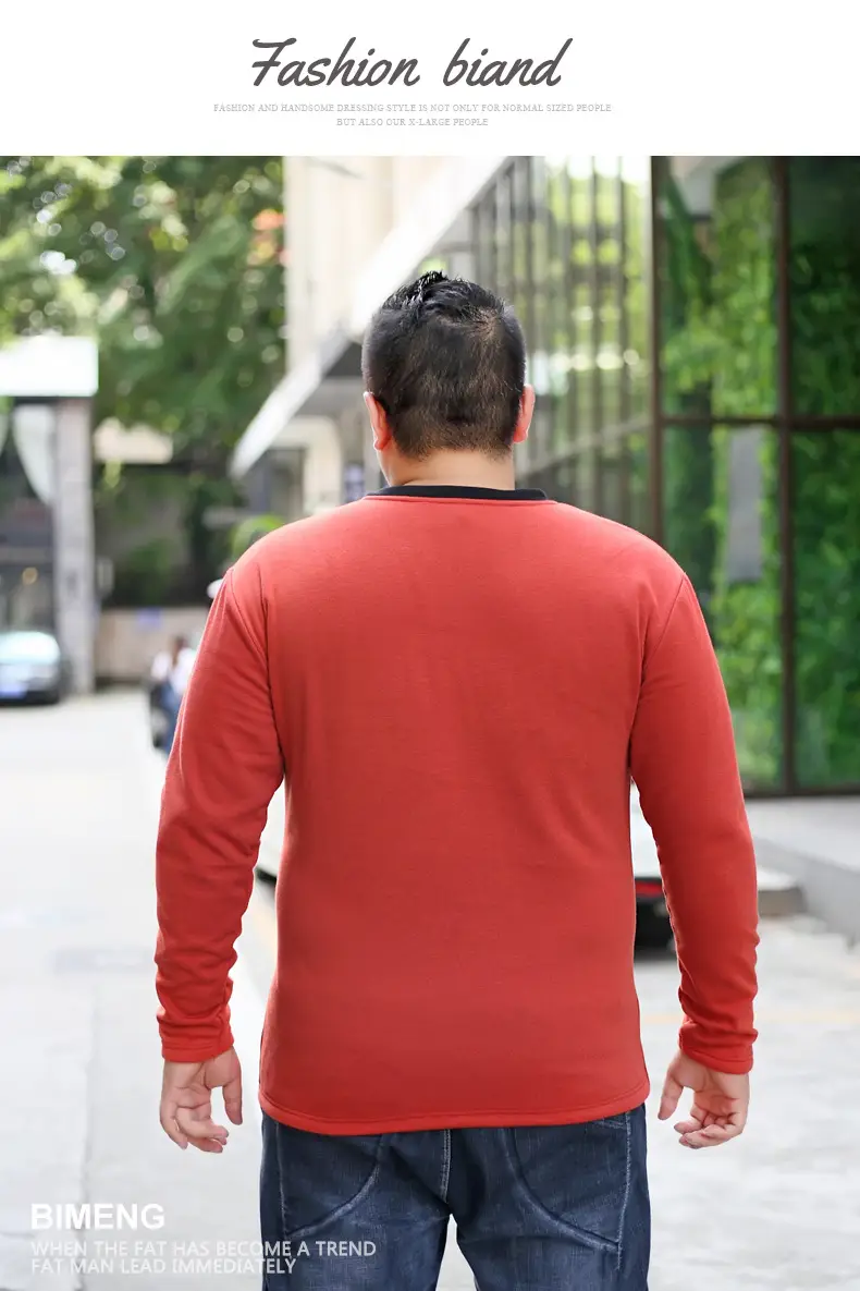 Bi Meng Men's Fat Guy Chubby Fleece Lined V-Neck Shirt — feature 9