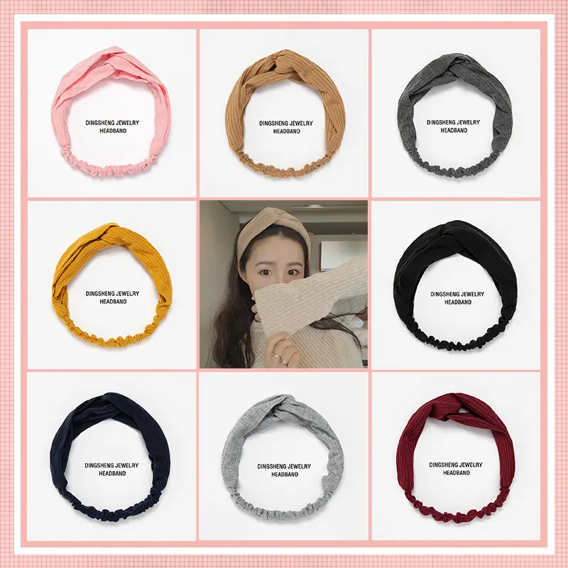 Pink Knitted Cross Headband for Women — feature 2