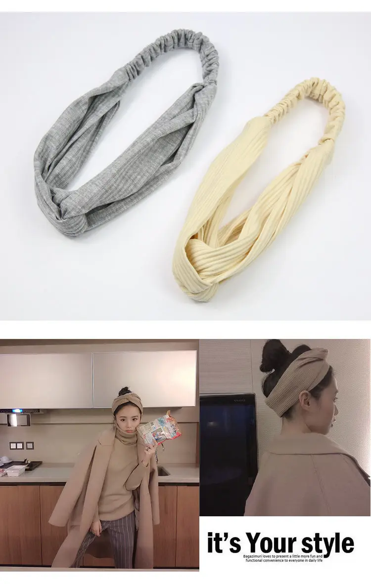 Pink Knitted Cross Headband for Women — feature 3