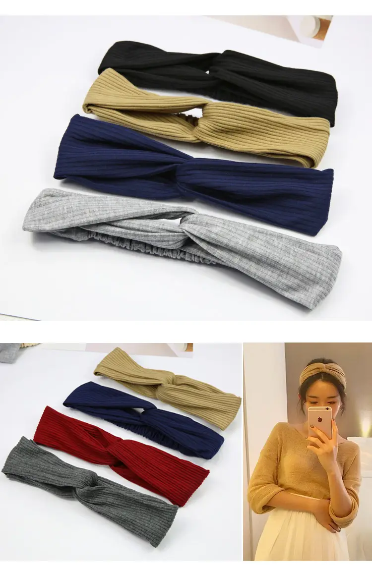 Pink Knitted Cross Headband for Women — feature 5