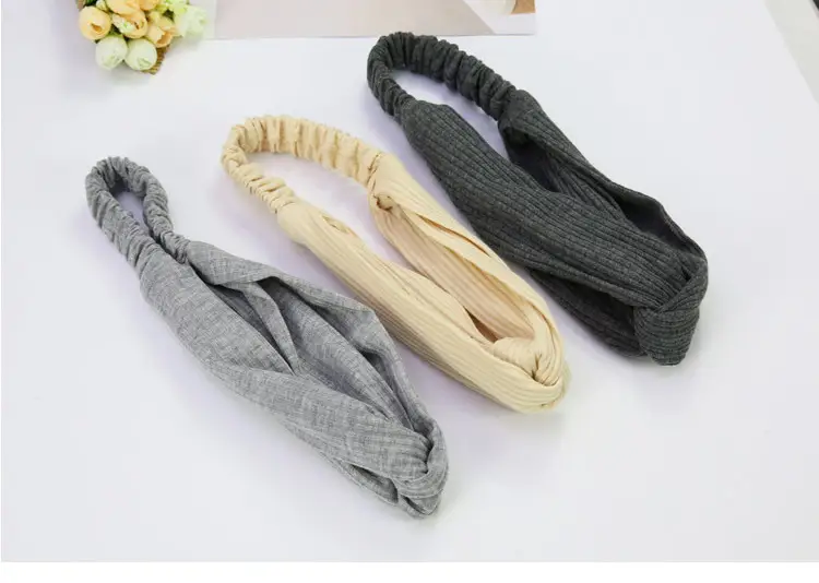 Pink Knitted Cross Headband for Women — feature 7