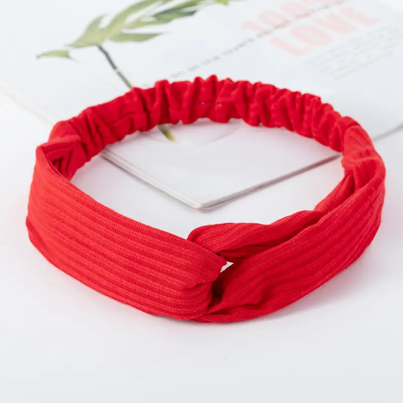 Pink Knitted Cross Headband for Women