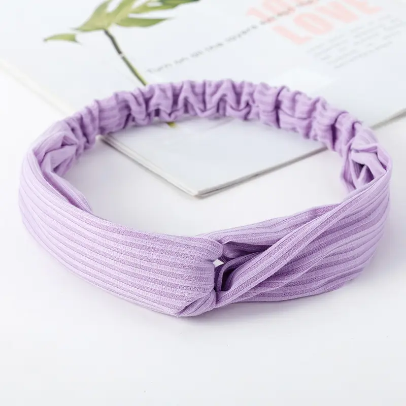 Pink Knitted Cross Headband for Women