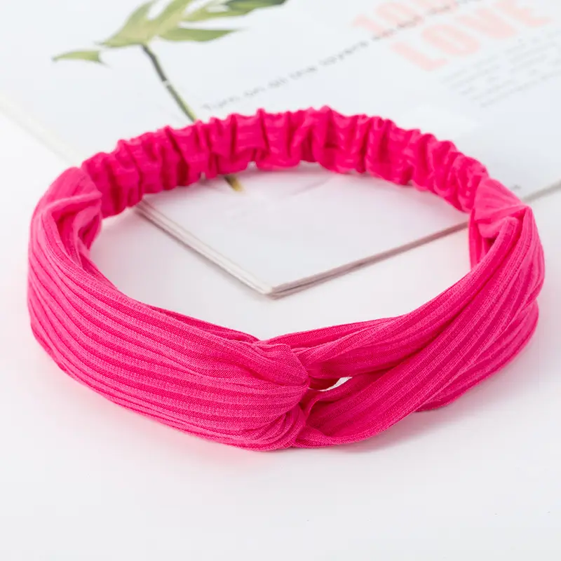 Pink Knitted Cross Headband for Women