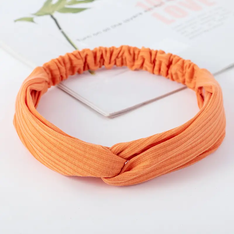Pink Knitted Cross Headband for Women