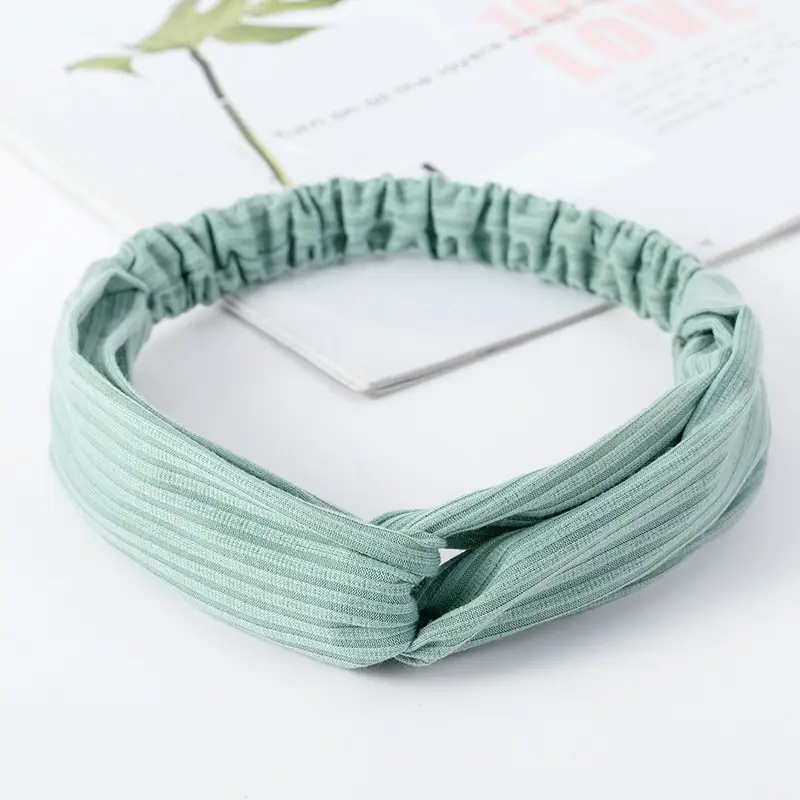 Pink Knitted Cross Headband for Women