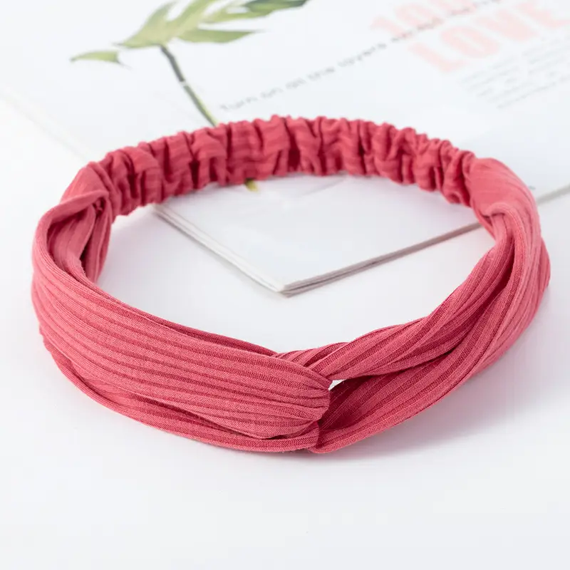 Pink Knitted Cross Headband for Women