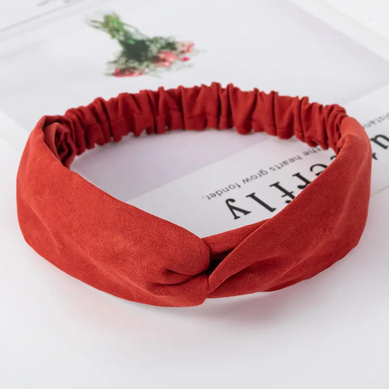 Pink Knitted Cross Headband for Women