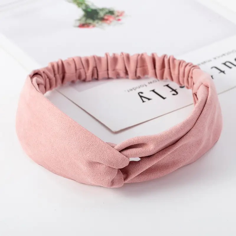 Pink Knitted Cross Headband for Women