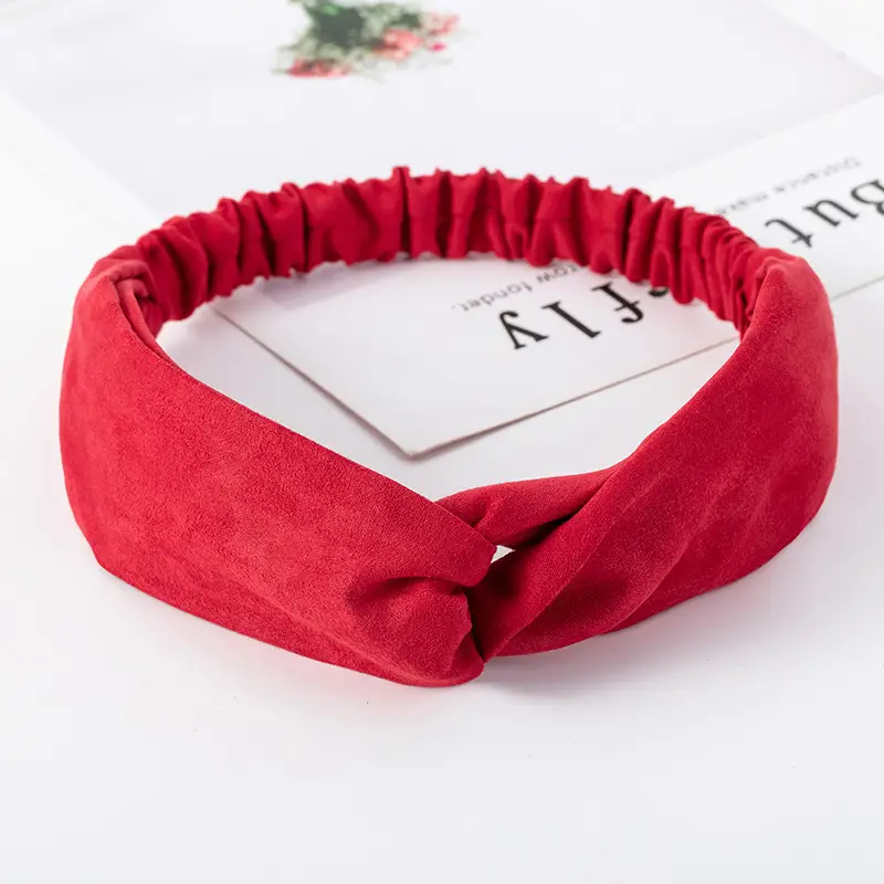 Pink Knitted Cross Headband for Women