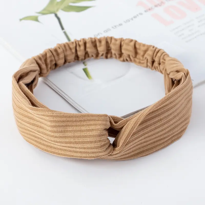 Pink Knitted Cross Headband for Women