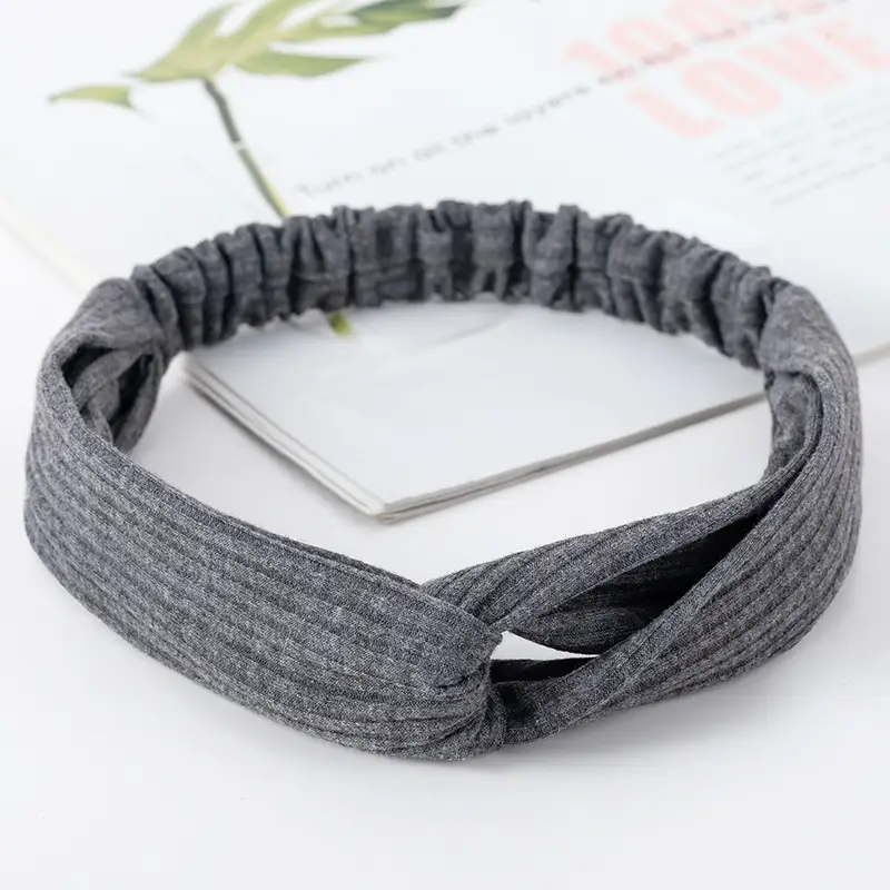 Pink Knitted Cross Headband for Women