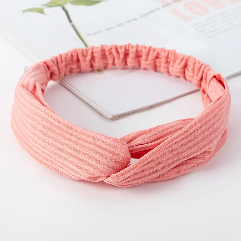 Pink Knitted Cross Headband for Women