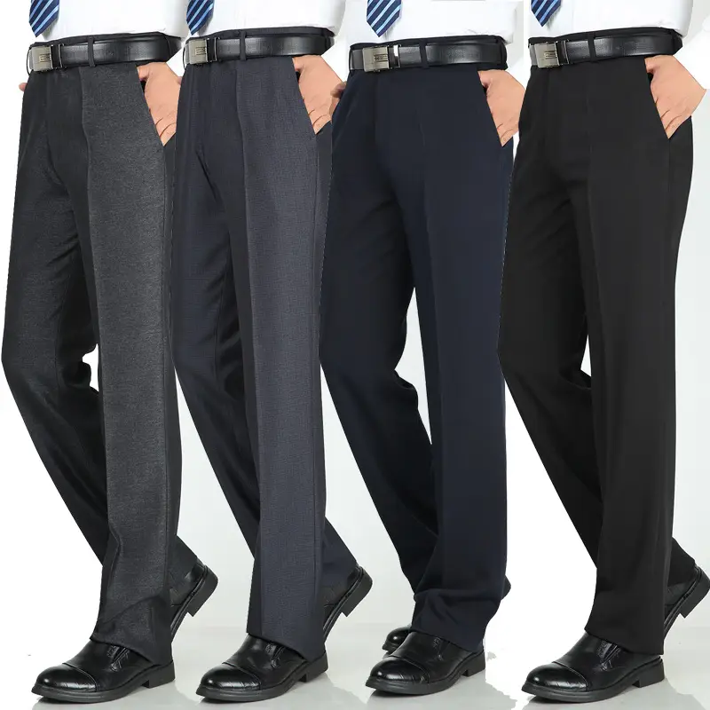 Men's Grey High Waist Loose Suit Pants Business Formal