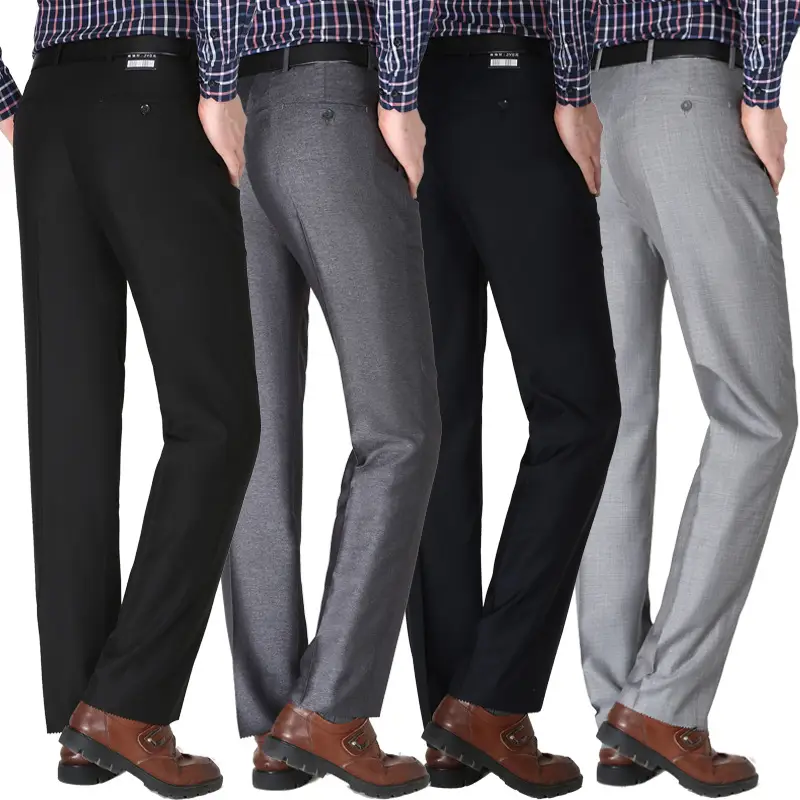 Men's Grey High Waist Loose Suit Pants Business Formal