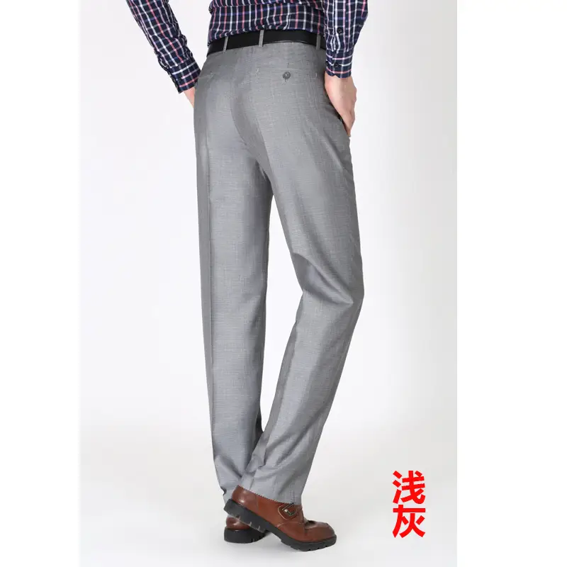 Men's Grey High Waist Loose Suit Pants Business Formal