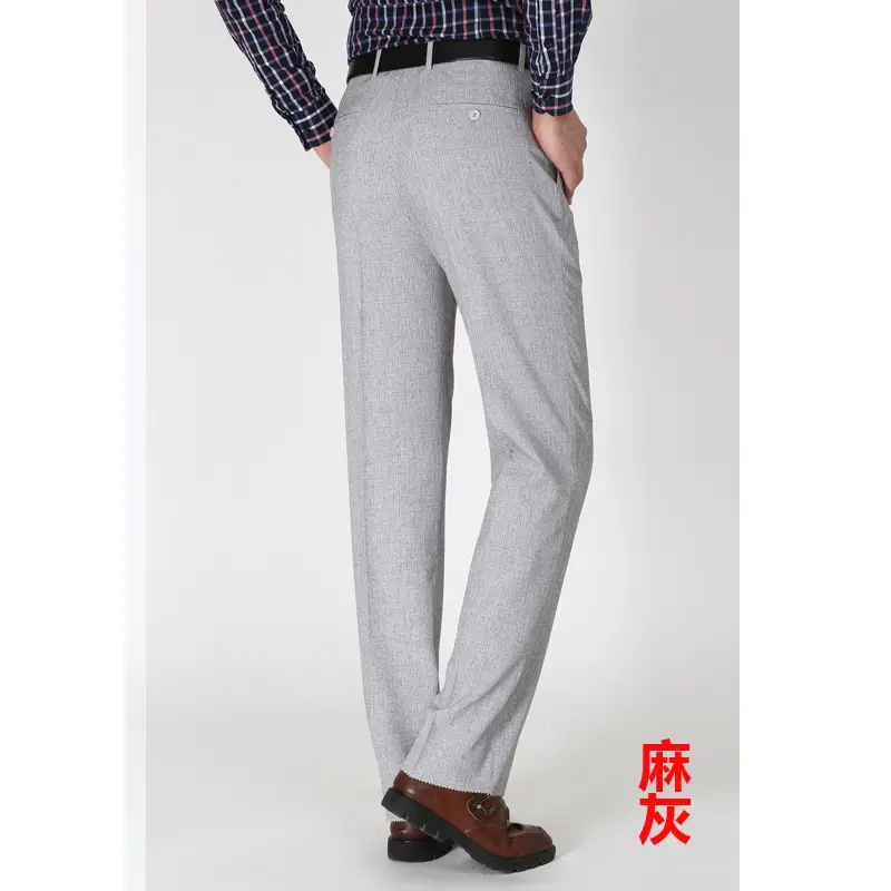 Men's Grey High Waist Loose Suit Pants Business Formal