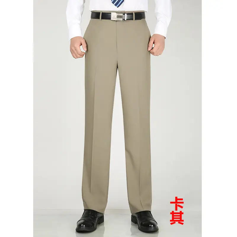 Men's Grey High Waist Loose Suit Pants Business Formal