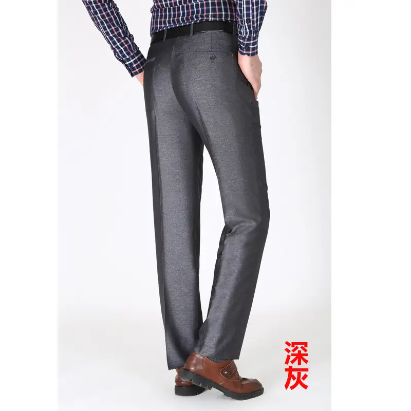 Men's Grey High Waist Loose Suit Pants Business Formal
