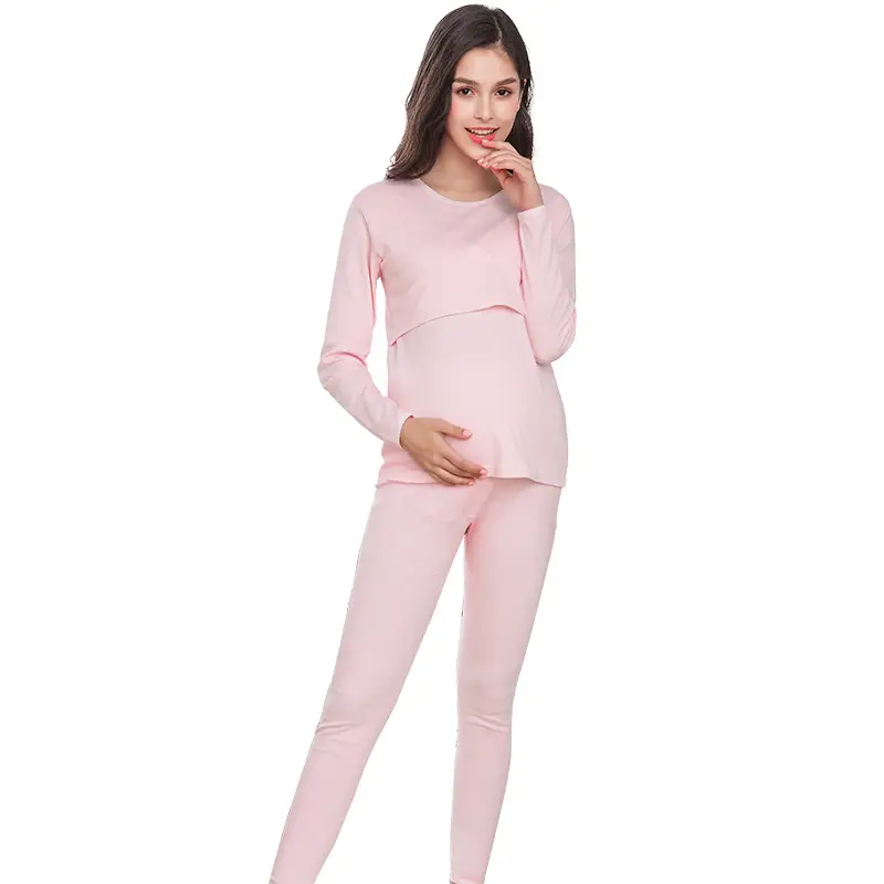 Pregnant Women Cotton Thermal Nightwear Pink
