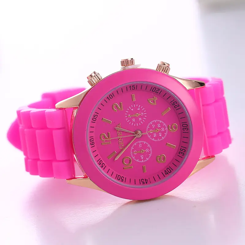 in stock Geneva Geneva Silicone Watch Women's Korean Style Fashion Beautiful Color Jelly Student Casual Watch