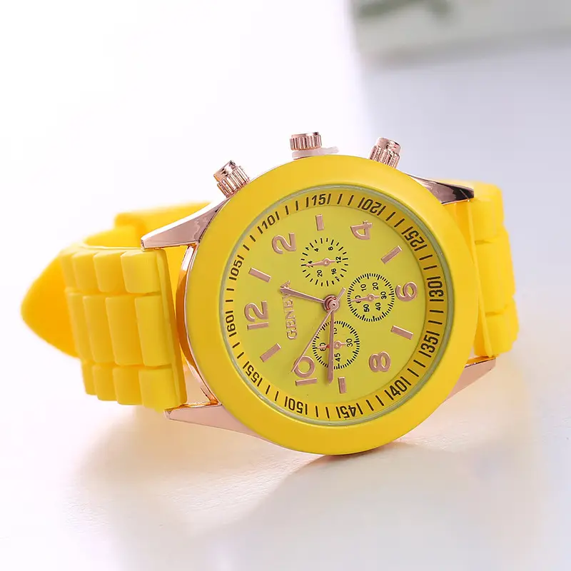 in stock Geneva Geneva Silicone Watch Women's Korean Style Fashion Beautiful Color Jelly Student Casual Watch