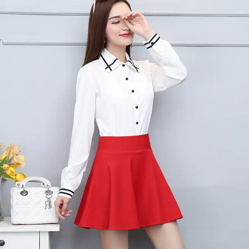 Women's Black Pleated A-Line Skirt with High Waist Design - Image 3