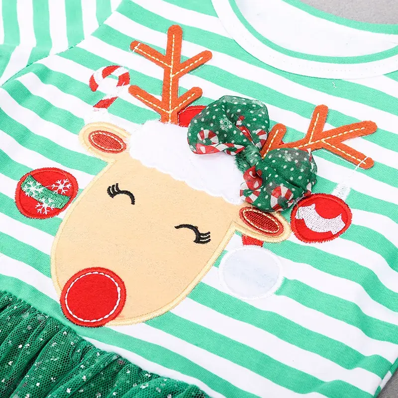 Girls Striped Green Skirt Dress for Girls