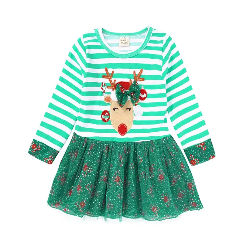 Girls Striped Green Skirt Dress for Girls