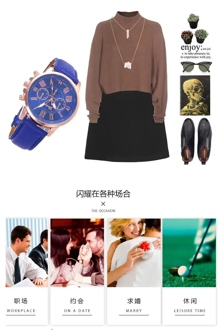 New Watch Women's Belt Watch Geneva Quartz Watch Belt Fashion Women's Watch Scale Men's Watch — feature 38