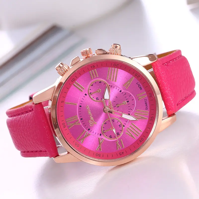 New Watch Women's Belt Watch Geneva Quartz Watch Belt Fashion Women's Watch Scale Men's Watch