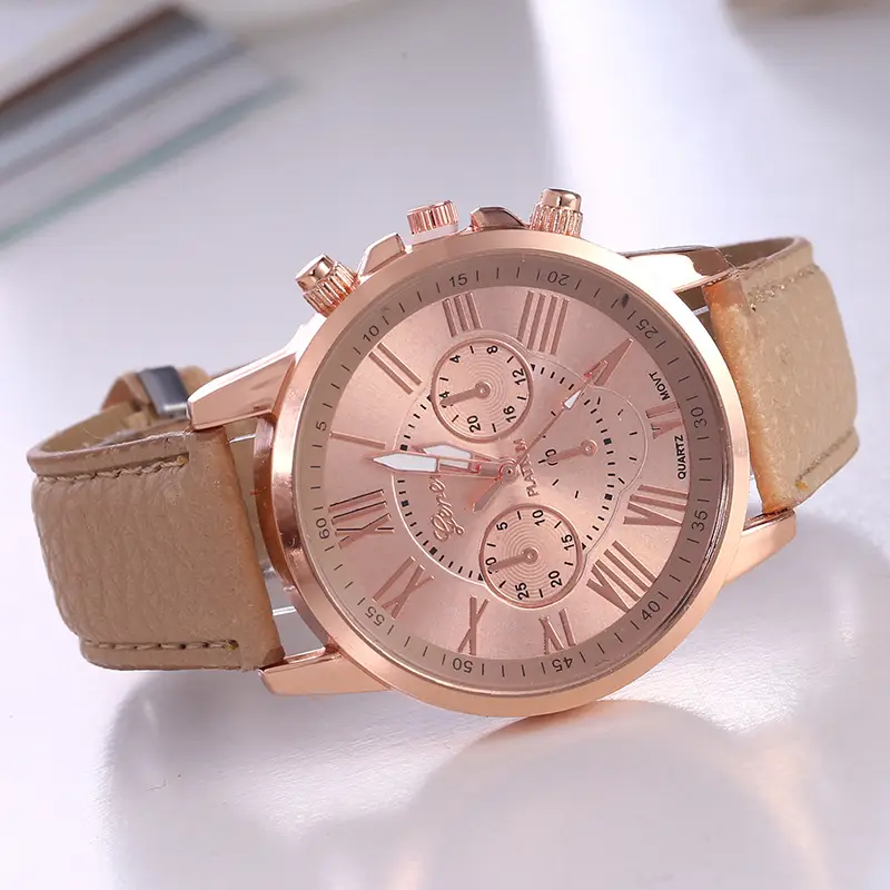 New Watch Women's Belt Watch Geneva Quartz Watch Belt Fashion Women's Watch Scale Men's Watch