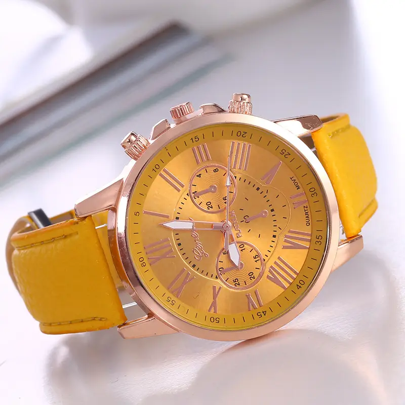 New Watch Women's Belt Watch Geneva Quartz Watch Belt Fashion Women's Watch Scale Men's Watch