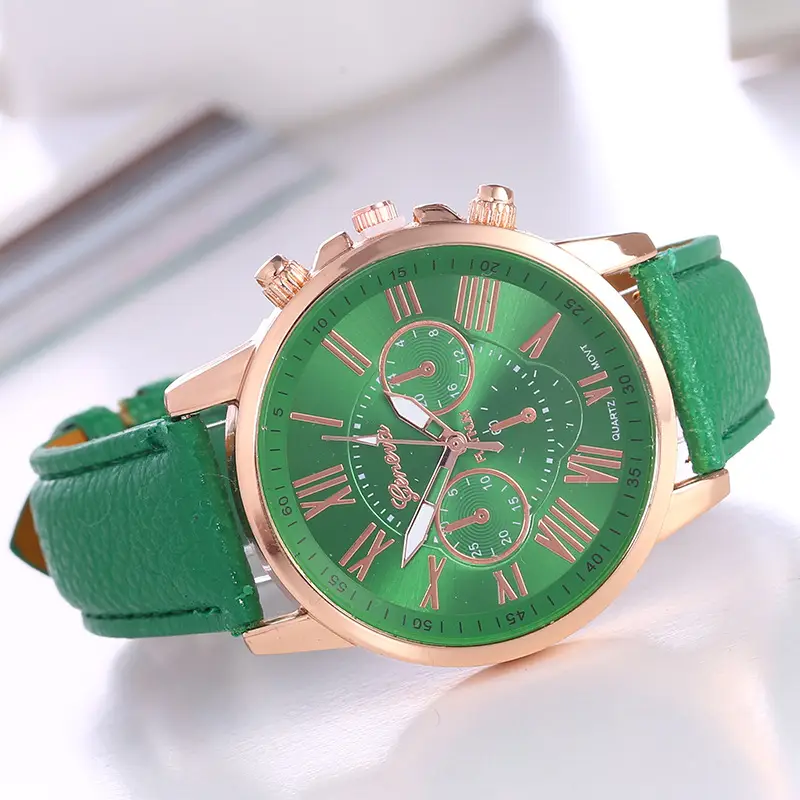 New Watch Women's Belt Watch Geneva Quartz Watch Belt Fashion Women's Watch Scale Men's Watch