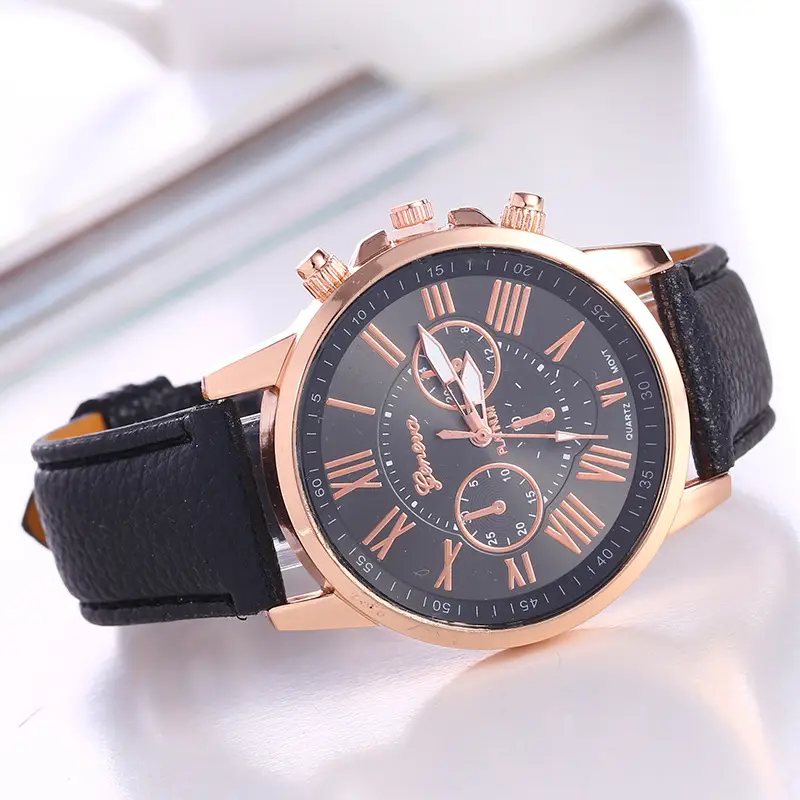 New Watch Women's Belt Watch Geneva Quartz Watch Belt Fashion Women's Watch Scale Men's Watch