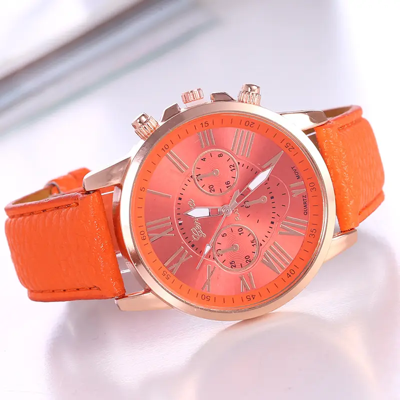 New Watch Women's Belt Watch Geneva Quartz Watch Belt Fashion Women's Watch Scale Men's Watch