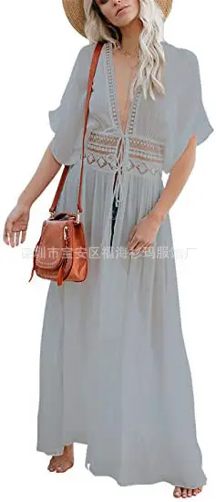 White Long-Strap Kimono Bikini Swimsuit for Women - Image 4