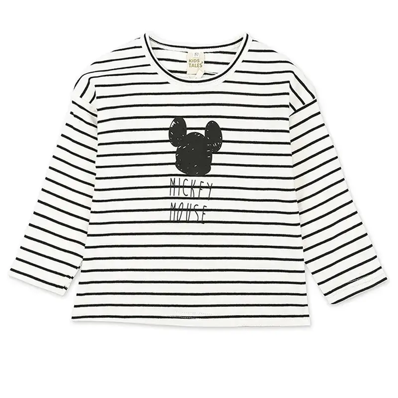 Kids Striped Long Sleeve T-Shirt Cartoon Print - Image 4