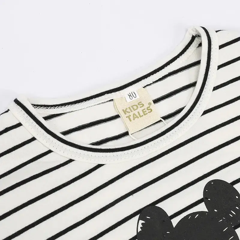 Kids Striped Long Sleeve T-Shirt Cartoon Print - Image 6