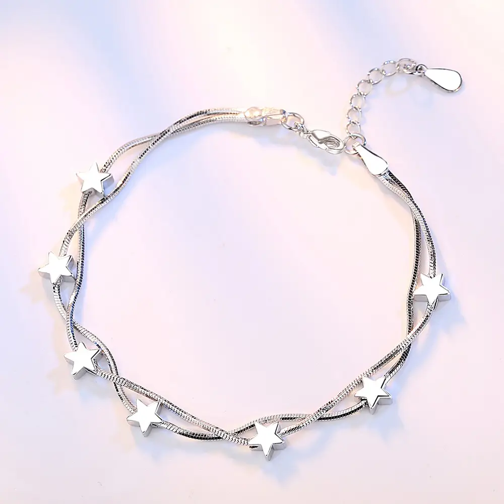 Silver Double Snake Bone Bracelet for Women - Image 2